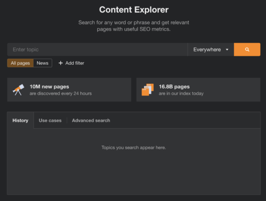 Ahrefs content explorer screenshot