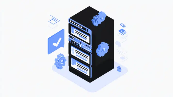 Cartoon data center for web hosting for nonprofits
