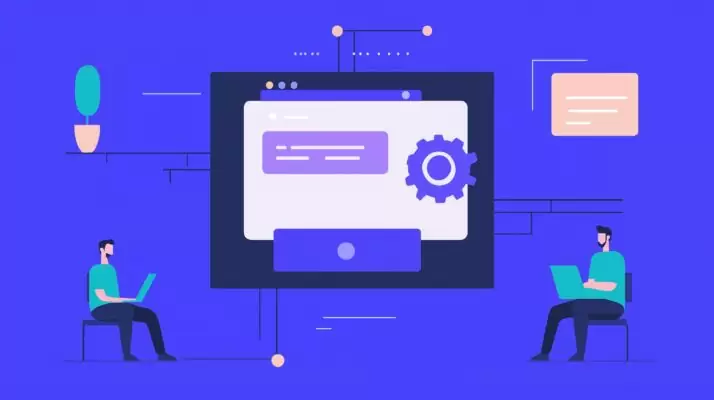 Cartoon showcase of website switching from subdomain to main domain